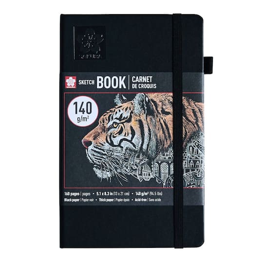 Sakura® 5" x 8.25" Black Paper Sketchbook